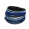Barzel Leather Created Austrian Crystals Wrap Bracelets Black with Blue Turq Stones