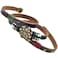 CELOKIY Womens Boho Brown Leather Wrap Bracelet with BrassBronze Lotus Flower Stack Trendy Jewelry