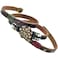 CELOKIY Womens Boho Brown Leather Wrap Bracelet with BrassBronze Lotus Flower Stack Trendy Jewelry