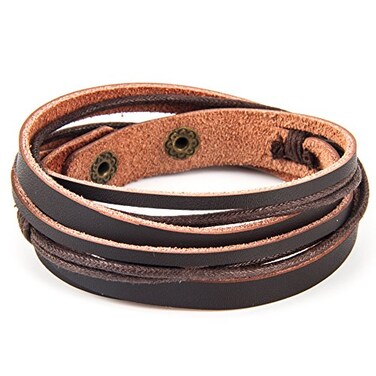 Chic Exquise Designs Handmade Genuine Vintage Leather Wrist Cuff Wrap Bracelet Adjustable A 1 Brown