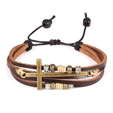 Feraco Religious Cross Wrap Bracelets Women Leather Christian Jewelry For Confirmation Gifts Adjustable