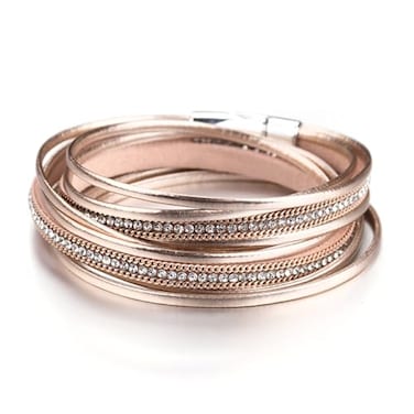 Fesciory Leather Wrap Bracelets for Women Boho Leopard MultiLayer Crystal Beads Cuff Bracelet Jewelry