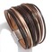 Fesciory Leather Wrap Bracelets for Women Boho Leopard MultiLayer Crystal Beads Cuff Bracelet Jewelry Short PrintBlack