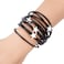 Fesciory Leather Wrap Bracelets for Women Boho Leopard MultiLayer Crystal Beads Cuff Bracelet Jewelry StarBlack