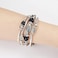 FULU AUTUMN Stackable Beaded Bracelets for Women Boho Wrap Silver Bracelet Layered Fashion Jewelry Gifts for HerBlack grey