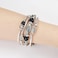 FULU AUTUMN Stackable Beaded Bracelets for Women Boho Wrap Silver Bracelet Layered Fashion Jewelry Gifts for HerBlack grey