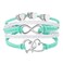 Hithop Leather Wrap Bracelets Women Double Hearts Infinity Rope Wristband Bracelets Gifts Green