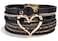 Long tiantian Leather Bracelets for Women Warp Bracelet Stackable Boho Layered Bracelet Chunky Heart Trendy Birthday Gifts for Her