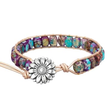 Plumiss Boho Handmade Purple Blue Imperial Jasper Bead Wrap Bracelet for Women Men