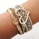 Suyi Multilayer Leather Wrap Bracelet Wide Cuff Bracelets for Women Heartshape Khaki