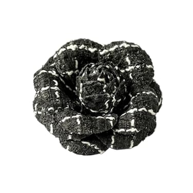 HEKEUOR Classic Camellia Brooch Pin Fabric Handmade Flower Pin for Men Women Black