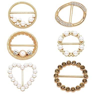 iminoo Imino Scarf Ring Clip for Women Slide TShirt Tie Knot Clip Buckle Circle Clothing Ring Wrap Holder Multicolor 6