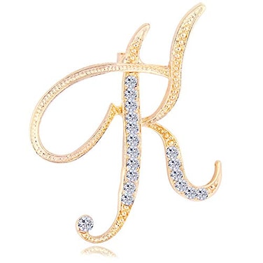 ETHOON Letter Brooch Pins Initial Rhinestone Brooch for Women Crafts Gold K