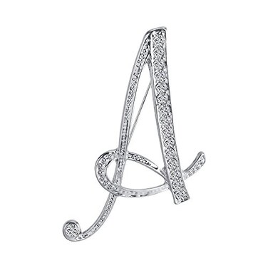 Liasun LiaSun 26 Letters Brooches Silver Plated Metal Broaches PinsClear Crystal Initial Breastpin 1pcsA