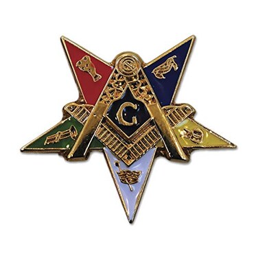 The Masonic Order of The Eastern Star Patron Masonic Lapel Pin Gold Blue1 Tall