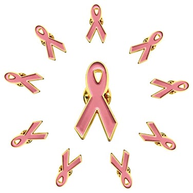 rhungift Rhungift 10Pack Official Breast Cancer Awareness Ribbon Lapel Pins Pink Hope Brooch Lapel Pin