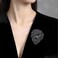 YOQUCOL Vintage Black Austrian Crystal Rhinestone Leaf Shape Big Large Brooch Pin For Women Golden Tone