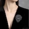 YOQUCOL Vintage Black Austrian Crystal Rhinestone Leaf Shape Big Large Brooch Pin For Women Golden Tone