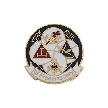 The Masonic York Rite of Freemasonry Round Masonic Lapel Pin Black White1 Diameter