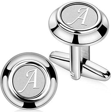 AMITER 26 Letters Cufflinks for Men Initial Cuff Links Tuxedo Shirt Studs for Business Wedding Anniversary