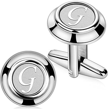 AMITER 26 Letters Cufflinks for Men Initial Cuff Links Tuxedo Shirt Studs for Business Wedding Anniversary