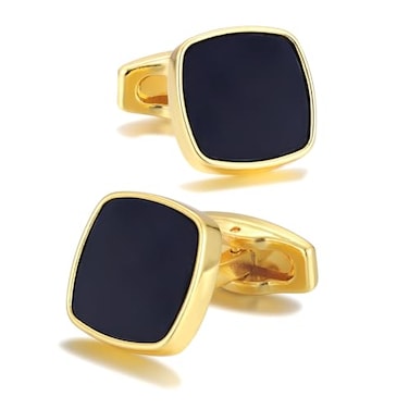 Cyriacus Black Cufflinks for Men Square Cuff Links Black Classic for Wedding Business Groom Best Man 17 17cm Brass 17 17cm Gold