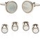 Cuff-Daddy CuffDaddy Mother of Pearl Cufflinks and Studs Tuxedo SilverTone Round Ribbed Tuxedo Formal Set with Presentation Gift Box Unique 58 cufflinks and 38 studs