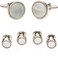 Cuff-Daddy CuffDaddy Mother of Pearl Cufflinks and Studs Tuxedo SilverTone Round Ribbed Tuxedo Formal Set with Presentation Gift Box Unique 58 cufflinks and 38 studs
