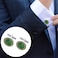 Dannyshi Cufflinks for Men Classic Wedding Business Shirt Cuff Links Set Gifts with Box Green