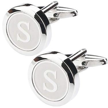 Dannyshi Mens Classic Stainless Steel Initial Cufflinks 26 Alphabet Initial Letter Cufflinks Business Wedding Shirts AZ S