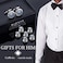 HAWSON Cufflinks and Tuxedo Studs Set with Gift Box Silver and Gold Tone Cuff Links for Mens Shirt Wedding Business