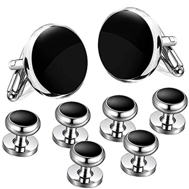 JIPIMON Cufflinks for Men 26 pcs Classic Cuff Links Set for Tuxedo Shirts Business Wedding Luxury Box Gift Ideas for Boys