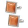 MENDEPOT Fiber Optic Stone Cufflinks With Box Cats Eye Stone Men Birthday Wedding Gift Cufflinks SquareOrange