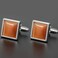 MENDEPOT Fiber Optic Stone Cufflinks With Box Cats Eye Stone Men Birthday Wedding Gift Cufflinks SquareOrange