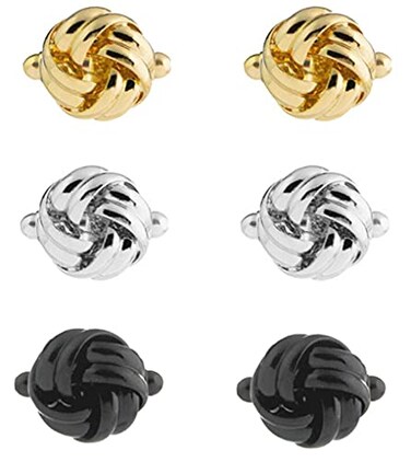 AZYOUNG Mens Black Silver Gold Twist Cufflinks Single Color Cuff Neck Cuff links Black Silver Gold