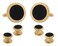 Cuff-Daddy Mens Round Black Onyx Gold Cufflinks Studs Tuxedo Formal Set with Presentation Box