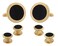 Cuff-Daddy Mens Round Black Onyx Gold Cufflinks Studs Tuxedo Formal Set with Presentation Box