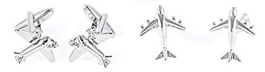 MRCUFF Airplane Plane Jet Commercial Pilot 2 Pairs Cufflinks Presentation Gift Box Polishing Cloth