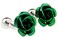 MRCUFF Rose Flower Green Pair of Cufflinks in a Presentation Gift Box with a Polishing Cloth