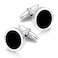 Mr.Van MrVan Mens Black Onyx Cufflinks 4 Tuxedo Shirt Stud Set 16mm RhodiumPlated Brass Elegant Gift Box