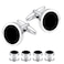 Mr.Van MrVan Mens Black Onyx Cufflinks 4 Tuxedo Shirt Stud Set 16mm RhodiumPlated Brass Elegant Gift Box