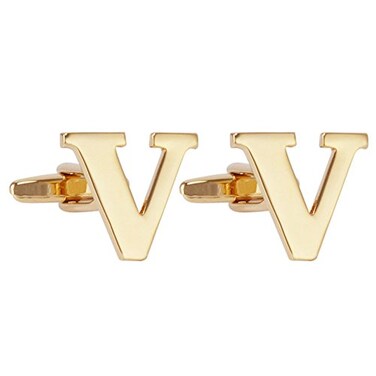 Salutto Mens Gold Letter V Cufflinks 1 Pair with Gift Box V