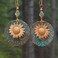 PUSOMU Bohemian Boho Sunflower Daisy Drop Earrings Retro Double Layer Dangle Charm Earrings You are my Sunshine