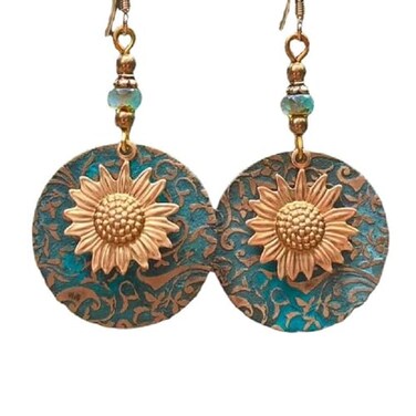 PUSOMU Bohemian Boho Sunflower Daisy Drop Earrings Retro Double Layer Dangle Charm Earrings You are my Sunshine
