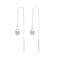 Reffeer Solid 925 Sterling Silver CZ Droplet Chain Dangle Earrings for Women Teen Girls Tassel Dangle Earrings Threader ASilver