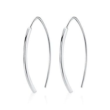 SLUYNZ Solid 925 Sterling Silver Bar Dangle Earrings for Women Teen Girls Dangle Earrings Wire Threader Earrings Open Hoop Earrings ASterling Silver