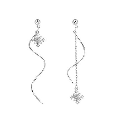 SLUYNZ Solid 925 Sterling Silver Snowflake Earrings Dangle for Women Teen Girls Snowflake Dangle Earrings Chain ASterling Silver