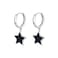 SLUYNZ Solid 925 Sterling Silver Black Star Hoop Earrings for Women Teen Girls 13CM Star Hoop Dangle Earrings ASterling Silver