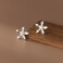 Reffeer Solid 925 Sterling Silver Small Flower Earrings Studs for Women Teen Girls Pretty CZ Flower Stud Earrings Spring ASilver