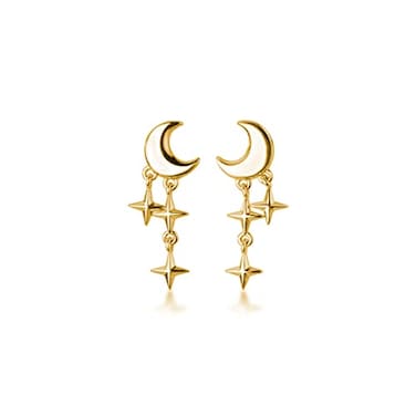 SLUYNZ 925 Sterling Silver Tiny Moon Star Earrings Studs for Women Teen Girls Small Moon Studs Earrings Star Drop BGold Plated